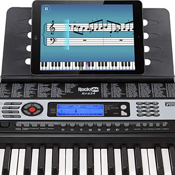 RockJam 54 Key Keyboard Piano with Power Supply, Sheet Music Stand, Piano Note Stickers & Lessons by RockJam - Image 4