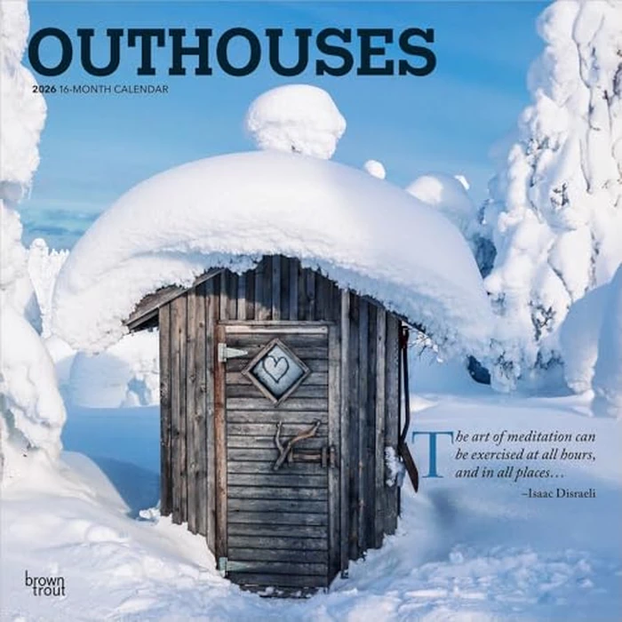 Outhouses | 2026 12 x 24 Inch (Hanging) Monthly Square Wall Calendar | Plastic-Free | BrownTrout | Toilette Latrine Bog Humor by BrownTrout - Used - Very Good condition - US$7.67