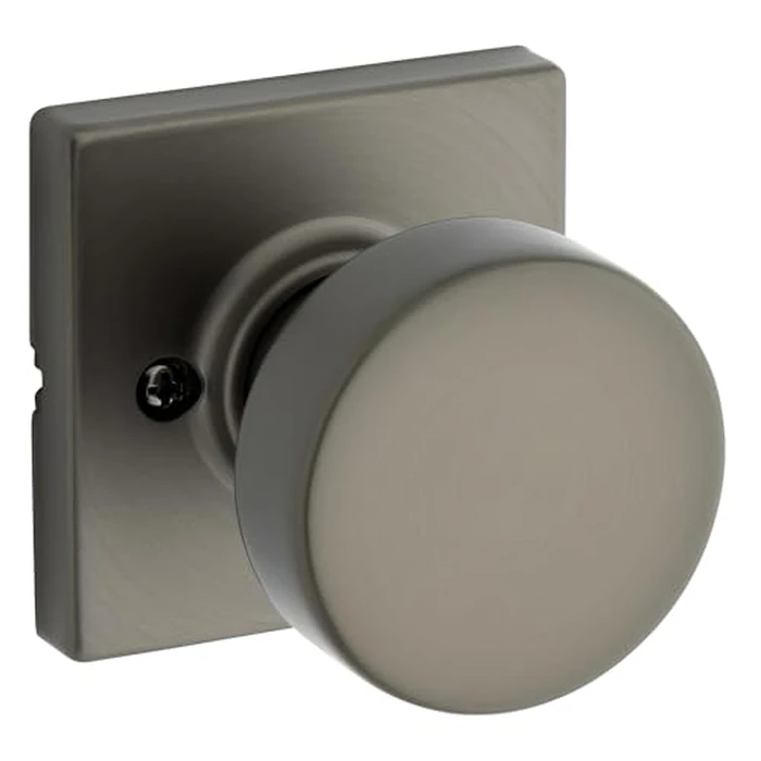 Kwikset Pismo Dummy Door Knob, Square Single Sided Handle for Closets, French Double Doors, and Pantry, Gunmetal Non-Turning Interior Push/Pull Door Knob by Kwikset - Used - Like New condition - US$13.37