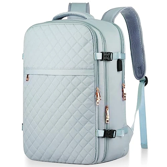 MOMUVO Large Travel Backpack Women, Flight Approved Carry On Backpack, Water Resistant Anti-Theft Casual Daypack School Bag,17.3 inch,Blue by MOMUVO - Used - Very Good condition - CA$51.14