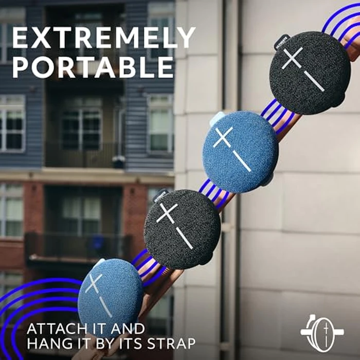 ULTIMATE EARS MINIROLL Ultra-Portable Waterproof Bluetooth Speaker, Big Bass, IP67 Dustproof, 131 ft (40 m) Range - Majestic Blue by Ultimate Ears - Image 2