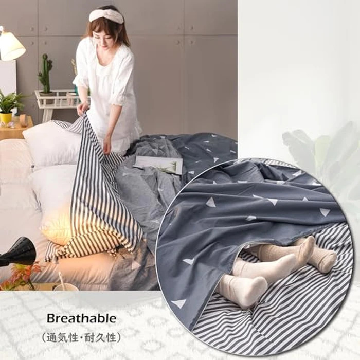 TRIWONDER Sleeping Bag Liner Cotton Camping Sheet Travel Sheet Lightweight Sleep Bag Sack for Camping Traveling Hotels Backpacking (Grey, L -70.9 x 90.6 in) by TRIWONDER - Image 6