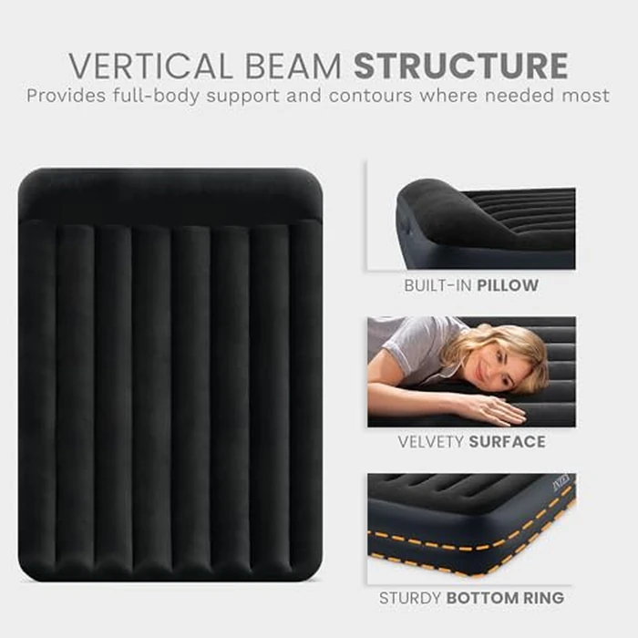 INTEX 64123ED Dura-Beam Plus Pillow Rest Air Mattress: Fiber-Tech - Queen Size - Built-in Electric Pump - 16.5in Bed Height - 600lb Weight Capacity by Intex - Image 7