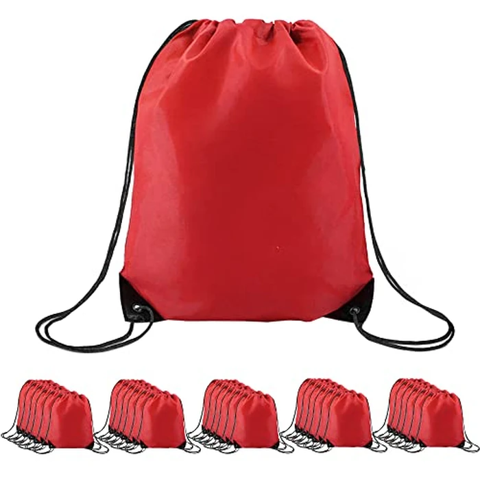 BeeGreen 30 Pack Red Drawstring Bags Cinch Bags Bulk String Backpack Machine Washable Lightweight Sackpack Outdoor Sport Bag for Men Women by BeeGreen - Used - Like New condition - US$28.58