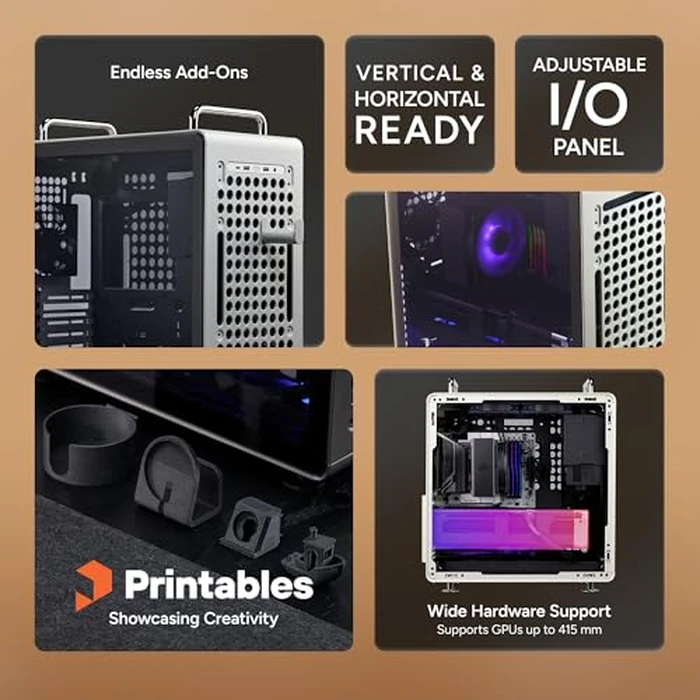 Cooler Master QUBE 540 ATX Mid-Tower PC Case - Highly Customizable Modular Computer Chassis with Movable I/O Panel, Multi-Position PSU Mount, Tempered Glass Panel & Portable Handles - Moonstone by Cooler Master - Image 2