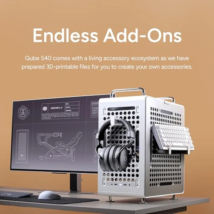 Cooler Master QUBE 540 ATX Mid-Tower PC Case - Highly Customizable Modular Computer Chassis with Movable I/O Panel, Multi-Position PSU Mount, Tempered Glass Panel & Portable Handles - Moonstone by Cooler Master - Image 3