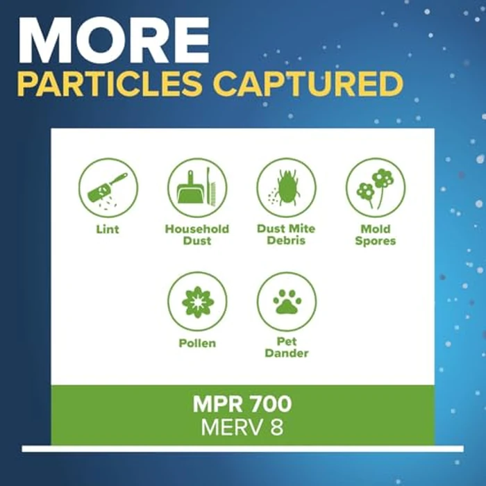 Filtrete 14x25x1 AC Furnace Air Filter, MPR 700, MERV 8, Tough on Pollen, Easy on Airflow, 3-Month Pleated 1-Inch Electrostatic Air Cleaning Filter, 6-Pack (Actual Size 13.81 x 24.81 x 0.81 in) by Filtrete - Image 4