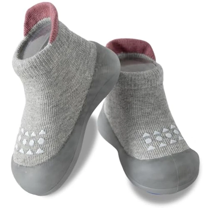 Hstyle Baby Sock Shoes Toddler Walking Shoes Infant Non-Slip Slippers Soft Rubber Sole Sneakers for Baby Boys Girls 12-18 Months Grey by Hstyle - Used - Very Good condition
