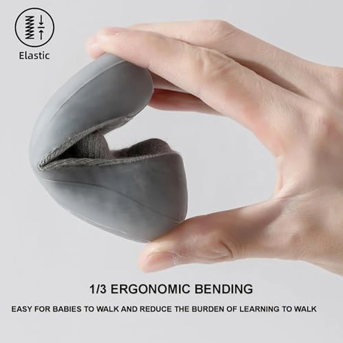 Hstyle Baby Sock Shoes Toddler Walking Shoes Infant Non-Slip Slippers Soft Rubber Sole Sneakers for Baby Boys Girls 12-18 Months Grey by Hstyle - Image 4