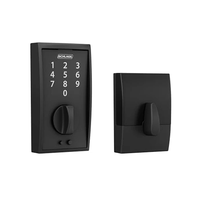 Schlage Touch Century Electronic Deadbolt Lock with Touchscreen Keypad, Keyless Front Door Entry, Matte Black, BE375 CEN 622 by SCHLAGE - Used - Acceptable condition - US$100.50