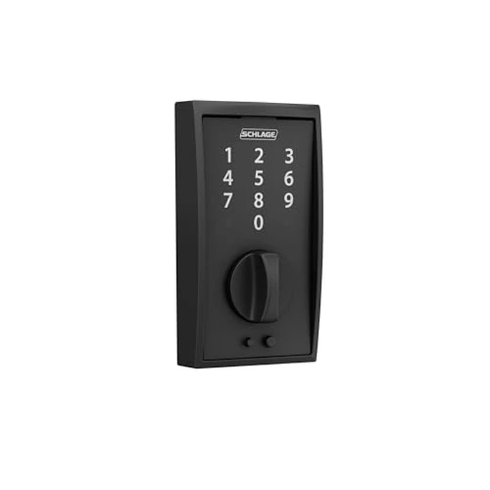Schlage Touch Century Electronic Deadbolt Lock with Touchscreen Keypad, Keyless Front Door Entry, Matte Black, BE375 CEN 622 by SCHLAGE - Image 2
