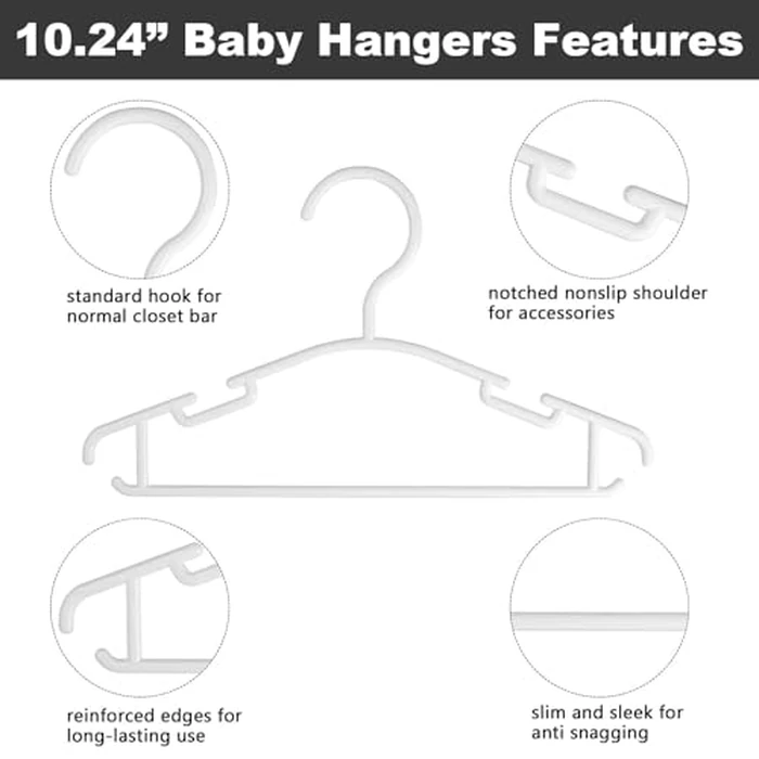 GoodtoU Kids Hangers 100 Pack Baby Hangers for Closet Toddler Hangers Plastic White Childrens Hangers Small Hangers 10.24inch (0-24 Months) by GoodtoU - Image 7