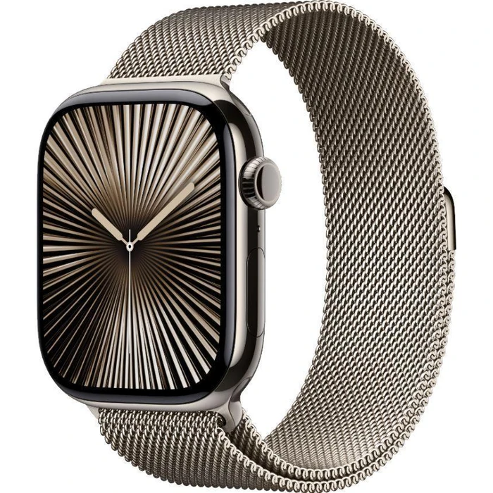 Apple Watch Series 10 (Cellular + GPS) - 64GB - 46mm - Natural Titanium Case with Natural Stainless Steel Milanese Loop Band by Apple - Image 2