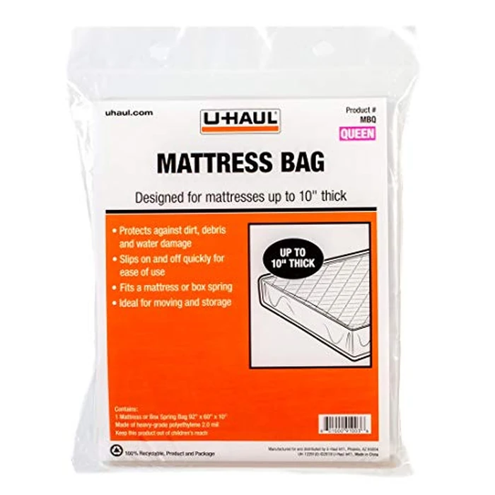 U-Haul Queen Mattress Bag - Heavy-Duty Plastic Protection for Moving & Storage - 92" x 60" x 10" (1-Pack) by U-Haul - Used - Like New condition - US$8.96