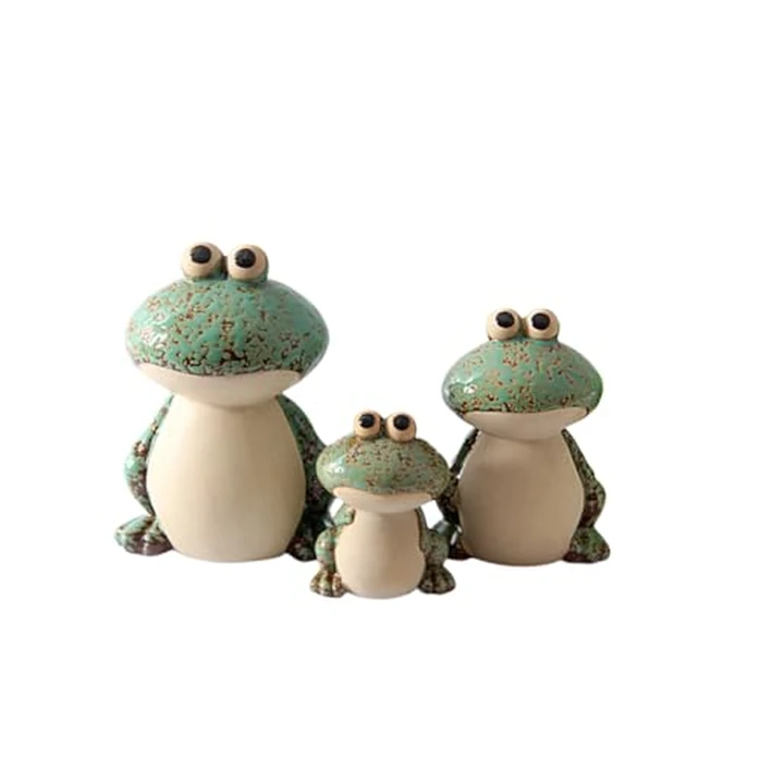 KSZNZB Frog Garden Decor Set of 3,Funny Cute Ceramic Frog Garden Statues Yard Decoration Outdoor Holiday Decorations,Ideal Ornament for Outside Pond Pool Patio Front Porch Backyard (Green) by KSZNZB - Used - Like New condition - US$28.49
