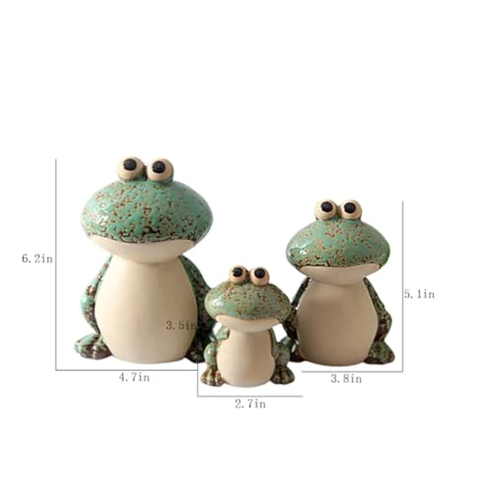 KSZNZB Frog Garden Decor Set of 3,Funny Cute Ceramic Frog Garden Statues Yard Decoration Outdoor Holiday Decorations,Ideal Ornament for Outside Pond Pool Patio Front Porch Backyard (Green) by KSZNZB - Image 4