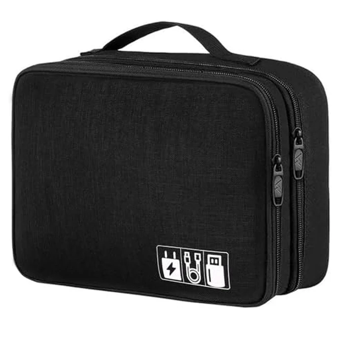 Cable Organizer, Electronic Organizer Case Universal Travel Bag Electronics Accessories Cases for Cables, Chargers, Headphones, Mouse, Power Bank, SD Card (Black) by Spardar - Image 1
