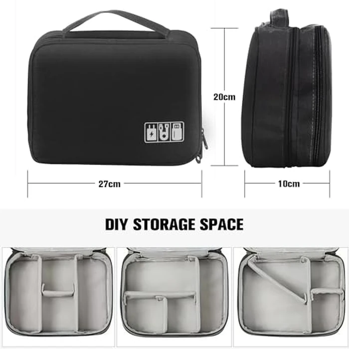 Cable Organizer, Electronic Organizer Case Universal Travel Bag Electronics Accessories Cases for Cables, Chargers, Headphones, Mouse, Power Bank, SD Card (Black) by Spardar - Image 6