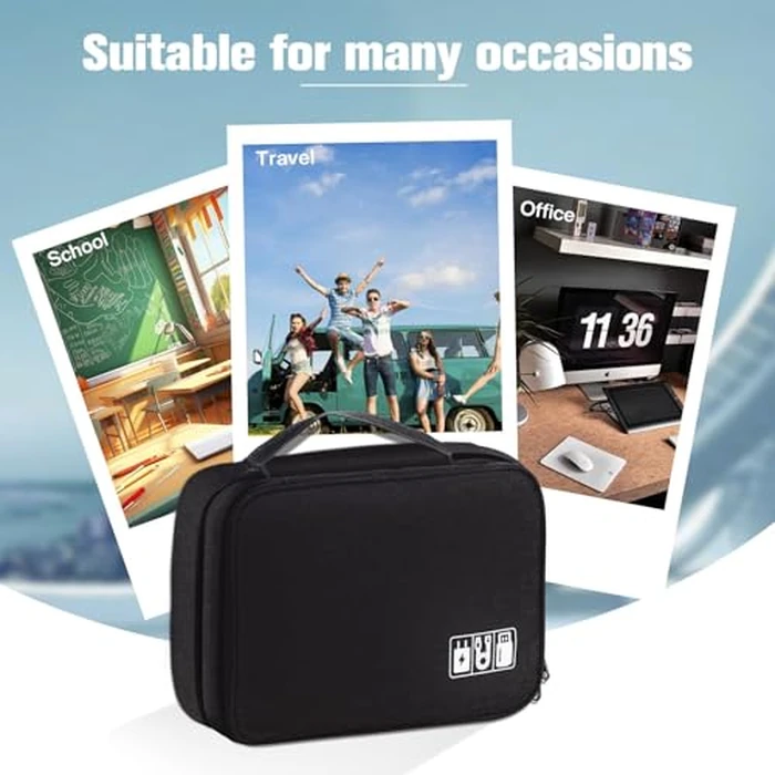 Cable Organizer, Electronic Organizer Case Universal Travel Bag Electronics Accessories Cases for Cables, Chargers, Headphones, Mouse, Power Bank, SD Card (Black) by Spardar - Image 7