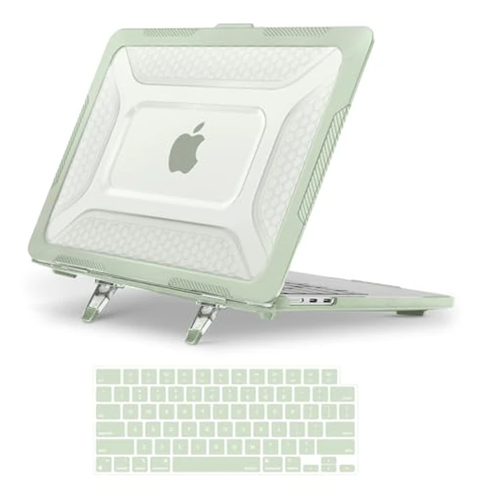 MOSISO Compatible with MacBook Air 13 inch Case M5 2026 M4 2025 M3 M2 2024-2022 A3449 A3240 A3113 A2681, 2 in 1 Kit Honeycomb Heavy Duty Hard Case with TPU Bumper for MacBook Air 13.6, Sage Green by MOSISO - Image 1