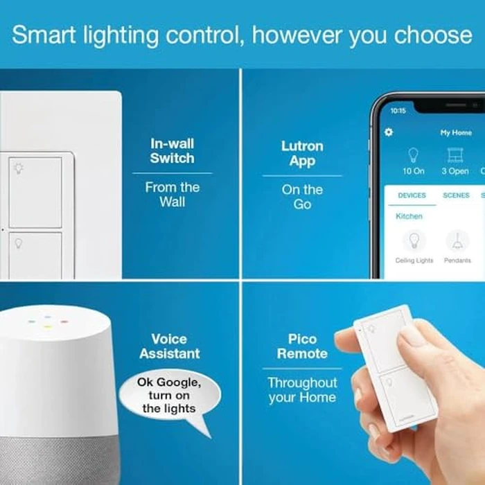 Lutron Caseta Original Smart Light Switch Kit w/Wall Plate and Smart Hub, Compatible w/Alexa, Apple Home, Google Home, Single-Pole/3 Way, 5 Amp, P-BDG-PKG1WS by Lutron - Image 2