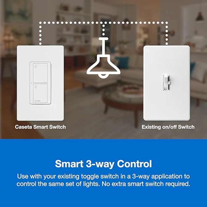 Lutron Caseta Original Smart Light Switch Kit w/Wall Plate and Smart Hub, Compatible w/Alexa, Apple Home, Google Home, Single-Pole/3 Way, 5 Amp, P-BDG-PKG1WS by Lutron - Image 7