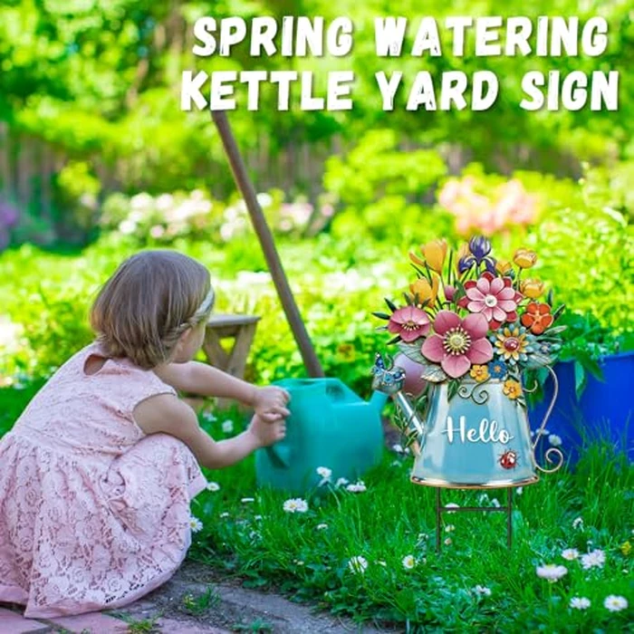 RattanView Spring Yard Sign Outdoor Yard Decoration with Stakes Waterproof Flower Metal Garden Lawn Stake Sign Decoration for Patio Lawn Walkway Courtyard Party Decor by RattanView - Image 2