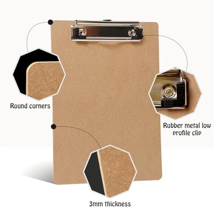Uzant Mini Clipboards, 16 Pack 6" x 9" Small Clipboards Bulk, Wooden Memo Mini Clip Boards with Low Profile Clip, Hanging Loop for Office Home Classroom Supplies by Uzant - Image 2