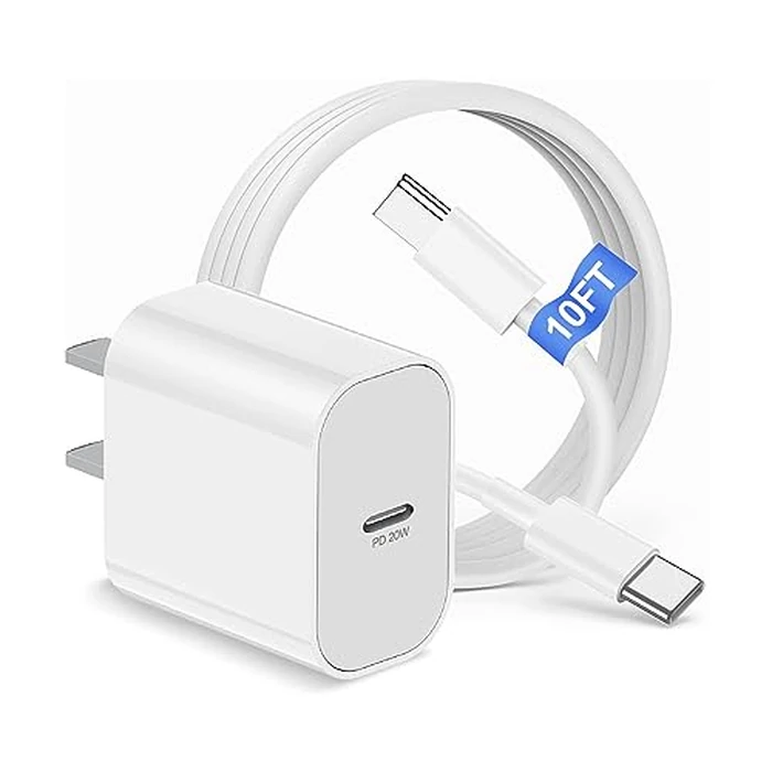 iPhone 17 16 15 Charger Block and 10ft Type C to C Cable Cord Long, 20W USB C Fast Charging Plug for Apple iPhone 17 Pro Max/17 Air/16 Pro Max/16 Plus/15 Pro/15/AirPods/iPad/Mini Wall Cube Brick Box by COONCXEN - Image 1