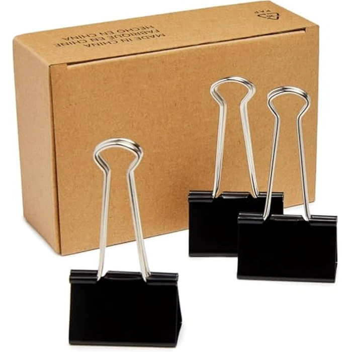 Amazon Basics Sturdy Binder Clips, Office Supplies, Large 2 in, Document Organizing, Black, 48 Count by Amazon Basics - Used - Like New condition - US$11.61