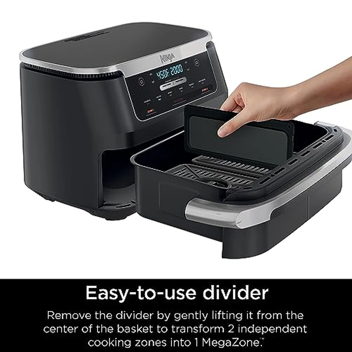 Ninja Foodi 6-in-1 DualZone FlexBasket Air Fryer w/7-QT MegaZone & Basket Divider, Full Meals, Smart Finish Cook 2 Foods 2 Ways, Large Capacity, Air Fry, Bake & More, DZ071C,Black (Canadian Version) by Ninja - Image 4