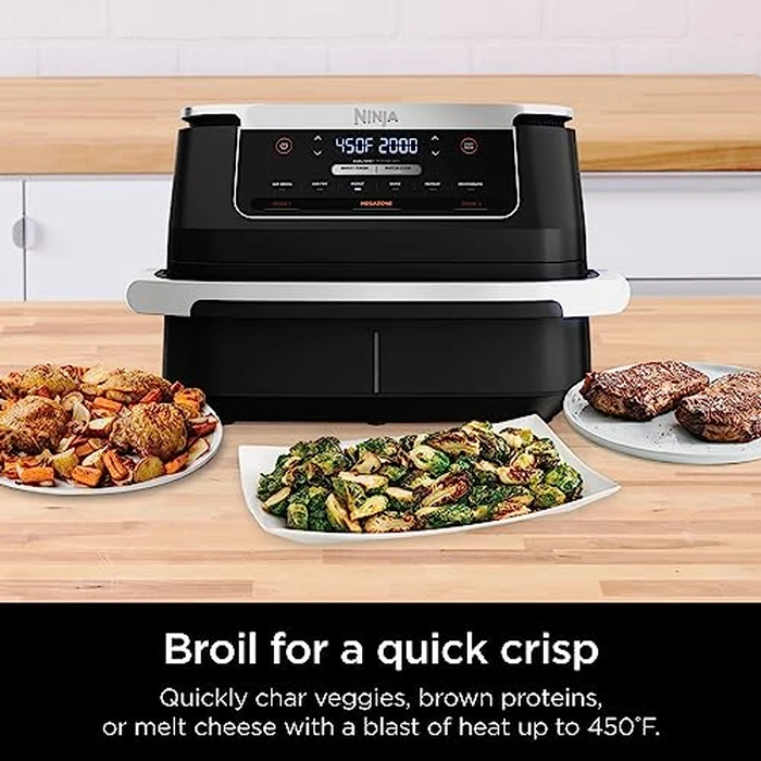 Ninja Foodi 6-in-1 DualZone FlexBasket Air Fryer w/7-QT MegaZone & Basket Divider, Full Meals, Smart Finish Cook 2 Foods 2 Ways, Large Capacity, Air Fry, Bake & More, DZ071C,Black (Canadian Version) by Ninja - Image 7