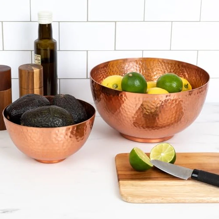 Bloomingville Round Hammered Metal Bowls, Set of 2 Sizes, Copper Finish by Bloomingville - Image 5