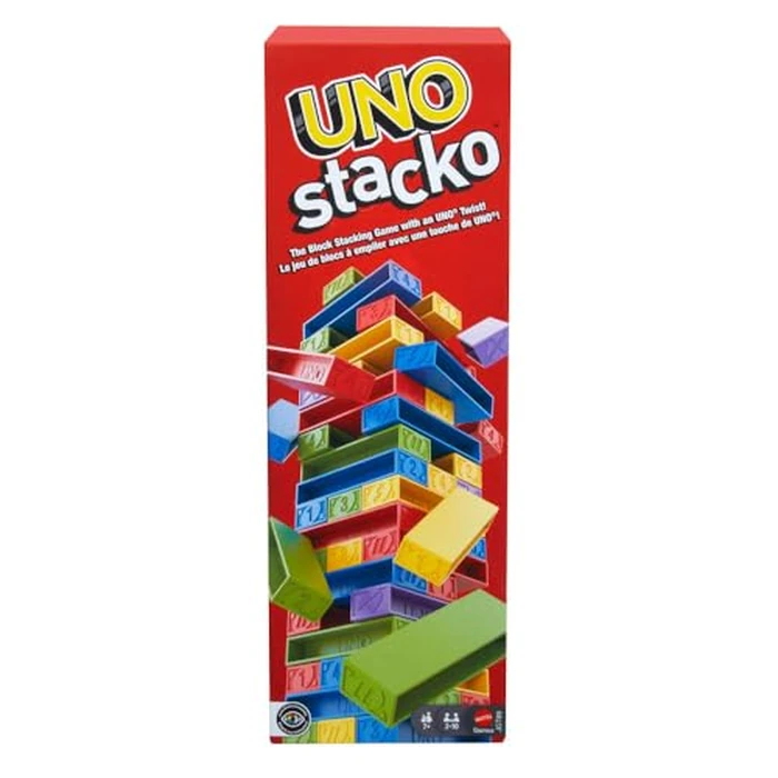 Mattel Games UNO Stacko Game for Kids & Family with 45 Colored Stacking Blocks & Loading Tray, Build & Play, Game Nights & Parties by Mattel Games - Used - Acceptable condition