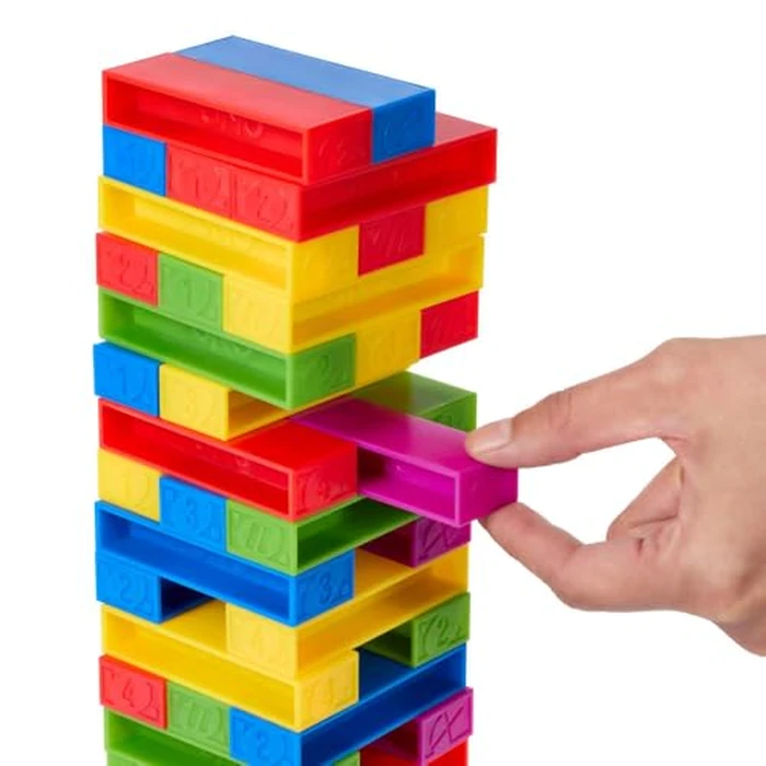 Mattel Games UNO Stacko Game for Kids & Family with 45 Colored Stacking Blocks & Loading Tray, Build & Play, Game Nights & Parties by Mattel Games - Image 4