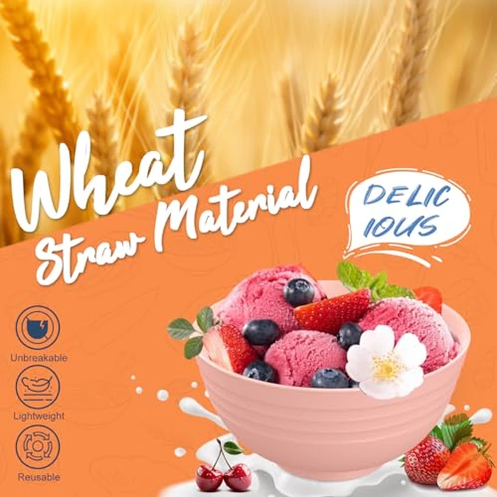 Perlapoc Wheat Straw Dinnerware Sets 20 PCS Service for 4, Unbreakable Kitchen Plates and Bowls Sets, Microwave Dishwasher Safe Dish Set, Outdoor Camping, RV, Apartment Essentials - Colorful by Perlapoc - Image 3