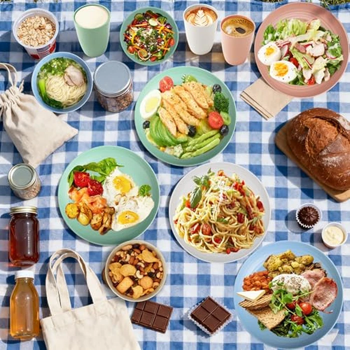 Perlapoc Wheat Straw Dinnerware Sets 20 PCS Service for 4, Unbreakable Kitchen Plates and Bowls Sets, Microwave Dishwasher Safe Dish Set, Outdoor Camping, RV, Apartment Essentials - Colorful by Perlapoc - Image 8