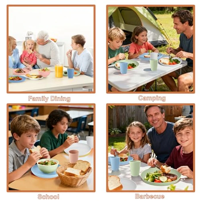 Perlapoc Wheat Straw Dinnerware Sets 20 PCS Service for 4, Unbreakable Kitchen Plates and Bowls Sets, Microwave Dishwasher Safe Dish Set, Outdoor Camping, RV, Apartment Essentials - Colorful by Perlapoc - Image 9