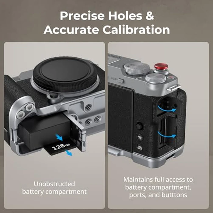 SMALLRIG X-M5 Handgrip L-Shape Grip for FUJIFILM X-M5, Built-in Quick Release Plate for Arca, Lightweight Silicone Side Handle, Includes Windshield with Cold Shoe Adapter (Sliver) - 4875 by SMALLRIG - Image 2