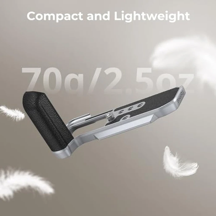 SMALLRIG X-M5 Handgrip L-Shape Grip for FUJIFILM X-M5, Built-in Quick Release Plate for Arca, Lightweight Silicone Side Handle, Includes Windshield with Cold Shoe Adapter (Sliver) - 4875 by SMALLRIG - Image 6