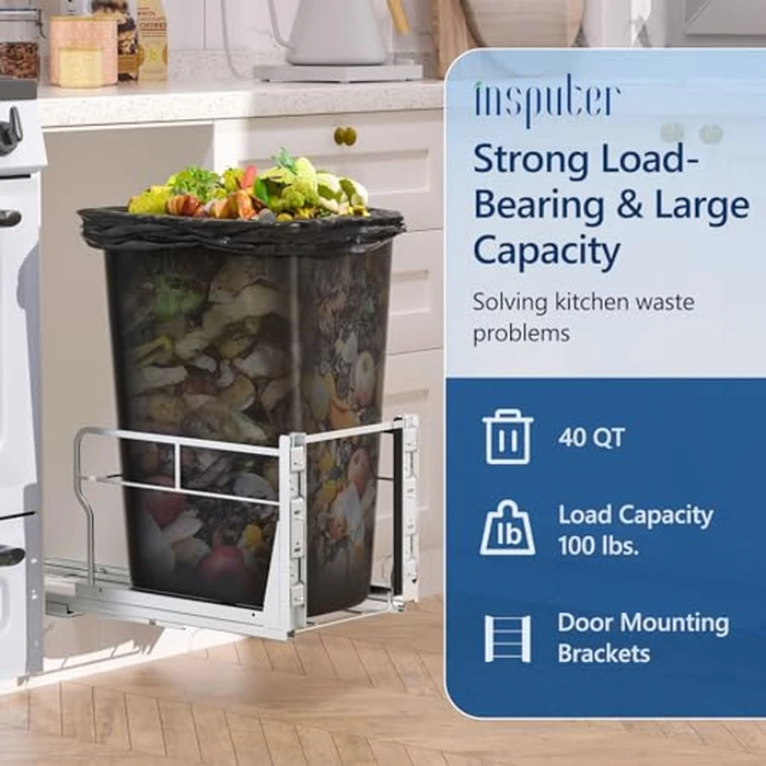 Insputer Pull Out Trash Can Under Cabinet with Soft-Close Slides, Heavy Duty Under Sink Trash Can Kit for Kitchen, Garbage Can Not Included, Requires Minimum Cabinets Opening 12" W X 18" D by Insputer - Image 4
