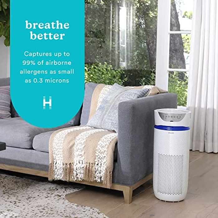 Homedics 5-in-1 UV-C Air Purifier - 360-Degree HEPA Filter for 1,593 Sq Ft, Extra Large Air Purifiers for Bedroom and Home, Essential Oil Pads, Built-In Timer, 5 Speed Settings for Large Rooms, White by Homedics - Image 3