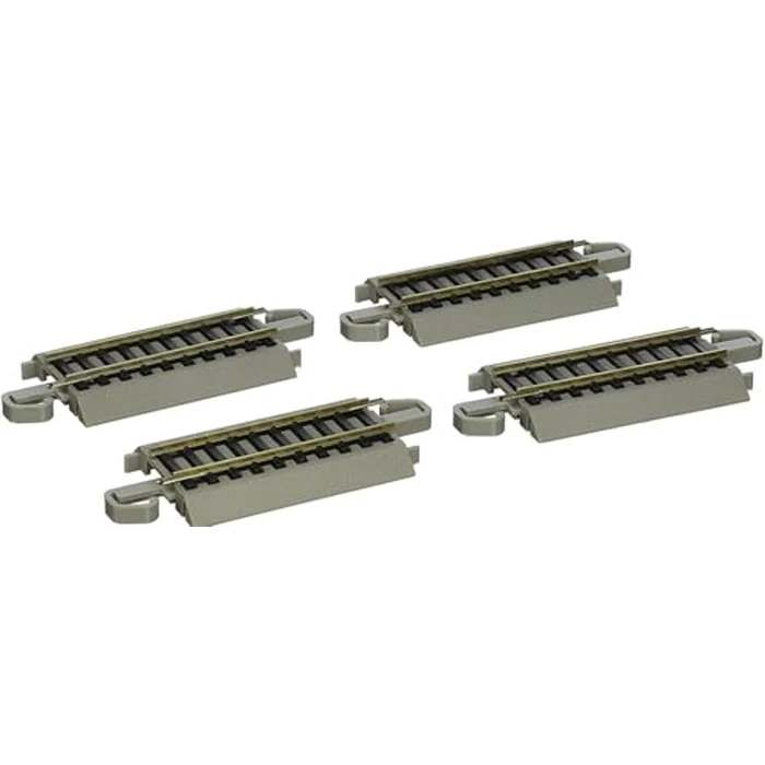 Bachmann Trains - Snap-Fit E-Z TRACK 3” STRAIGHT TRACK (4/card) - NICKEL SILVER Rail With Gray Roadbed - HO Scale by Bachmann - Image 1