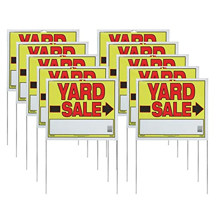 Sunburst Systems 3908 Double Sided Yard Sale Sign, Fully Assembled with Metal U-Stake, 22" x 14", 10 Pack, Yellow,Red,Black by Sunburst Systems - Used - Very Good condition - US$19.80