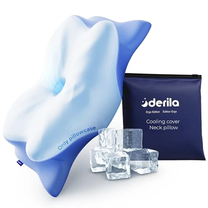 Derila Ergo Pillow Pillowcase Memory Foam Neck Pillow Cover, Side, Stomach Sleeper Pillows, oreiller Mousse memoire Pillowcase Only (no Pillow Included) - 21.25 x 14.17 x 4.72 in by Derila - Used - Very Good condition - CA$29.18