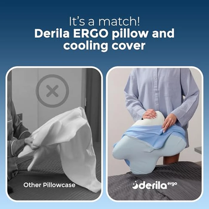 Derila Ergo Pillow Pillowcase Memory Foam Neck Pillow Cover, Side, Stomach Sleeper Pillows, oreiller Mousse memoire Pillowcase Only (no Pillow Included) - 21.25 x 14.17 x 4.72 in by Derila - Image 4