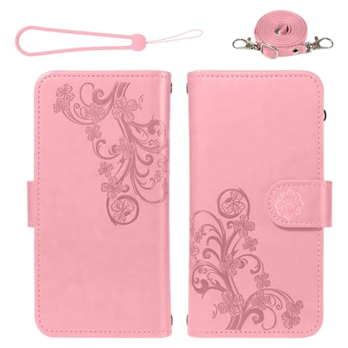 Asuwish Phone Case for Samsung Galaxy S25 Plus S25+ 5G Zipper Wallet Detachable Cell Cover with Tempered Glass Screen Protector Strap Flower Card Holder Slot S25Plus 25S + S 25 25+ SM-S936U Women Pink by Asuwish - Image 3