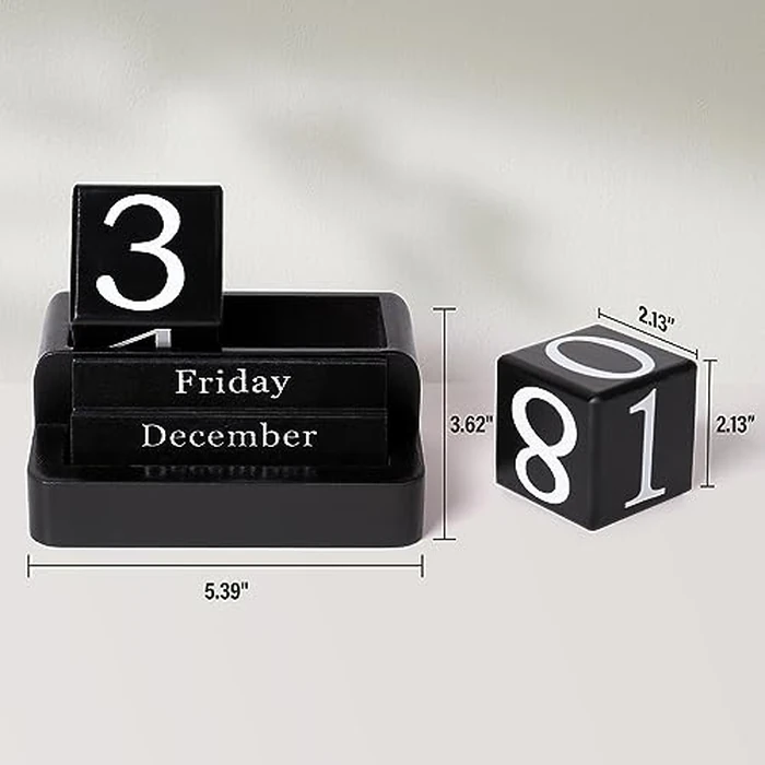 EASEYA Wooden Block Calendar for Desk, Daily Desktop Perpetual Desk Calendar, Modern Farmhouse Aesthetic Desk Accessories for Home Office Decor, Teacher, Classroom, Reusable Yearly, Black by EASEYA - Image 6