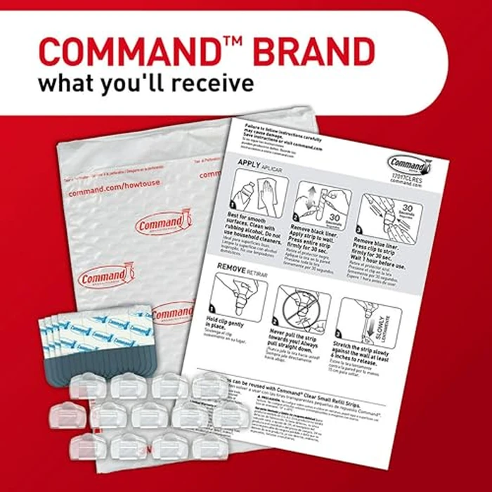 Command Round Cord Clips, Damage-Free Hanging Cable Clips, No Tools Wall Clips for Hanging Electrical Cables of Christmas Decorations, 13 Clear Cord Clips and 16 Command Strips by Command - Image 3