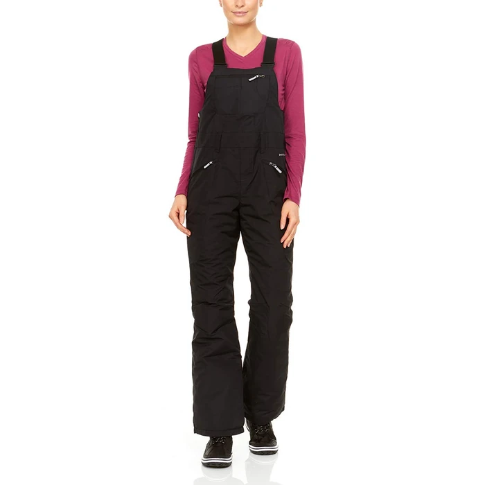 Swiss Alps Womens Insulated Water Resistant Breathable Performance Ski Bib Pants with Pockets, Deep Black, Large- by Swiss Alps - Used - Very Good condition - CA$72.48